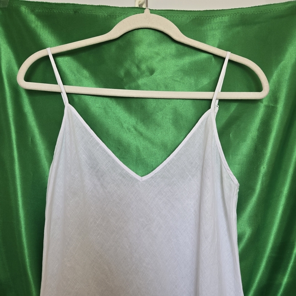 WILFRED ARITZIA SLIP DRESS WHITE 100% LINEN WOMEN SPAGHETTI STRAP SZ MEDIUM - Picture 7 of 10